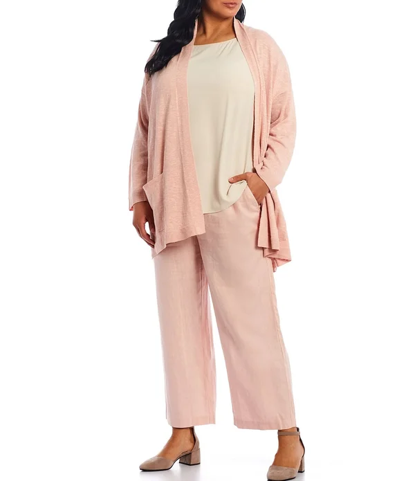 Eileen Fisher Organic Linen Ankle Pants - Black - 1x