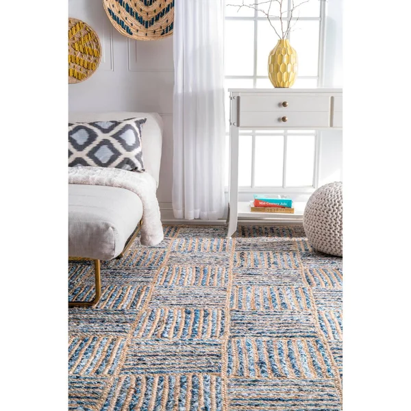 nuLOOM Elva Hand Braided Jute Blue 2& 6x22 x 8& Area Rug