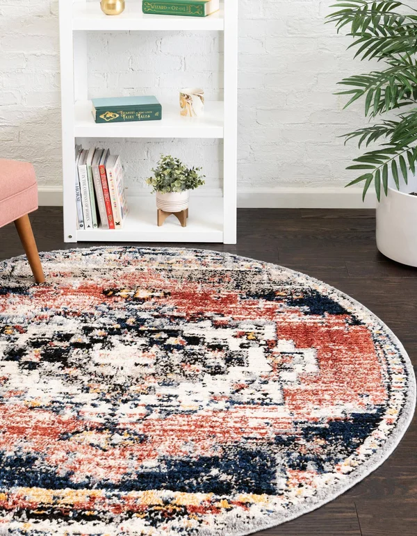 Tucson 3 ft Round Rust Red Red Area Rug
