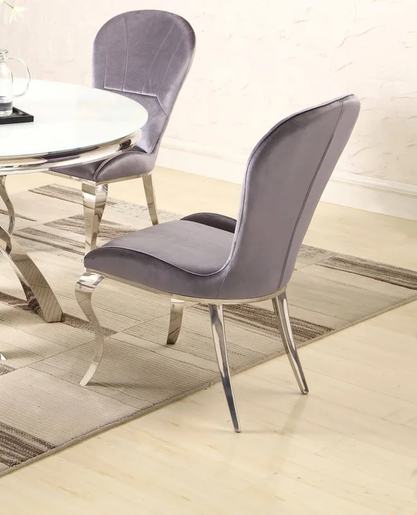 Chintaly Imports Erin Stainless Steel Round Back Cabriolet Side Chair