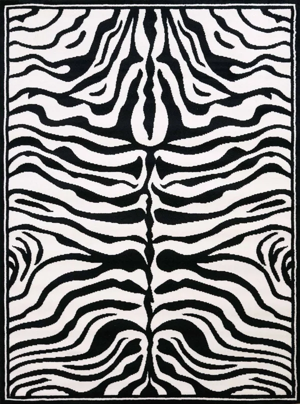 Zebra Print 5' x 7' Area Rug Black, Polypropylene, 22" x 32" x 0.53"