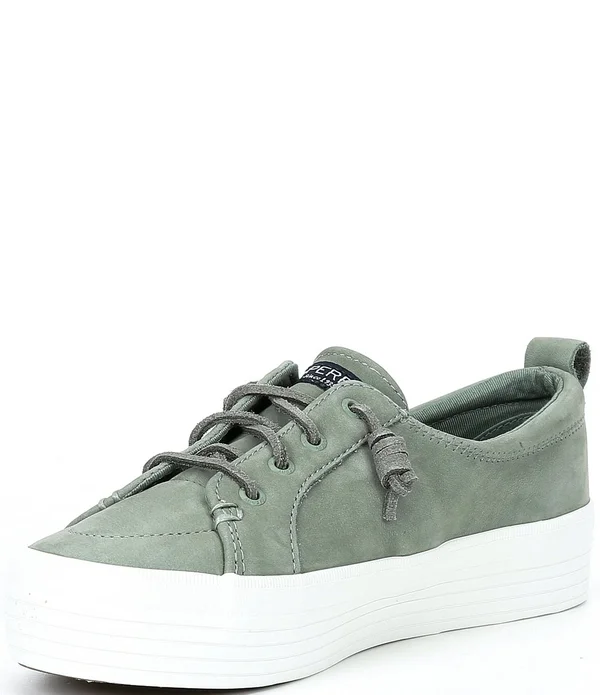 Women's Sperry Crest Vibe Platform Leather Sneaker Sage, Size 9M