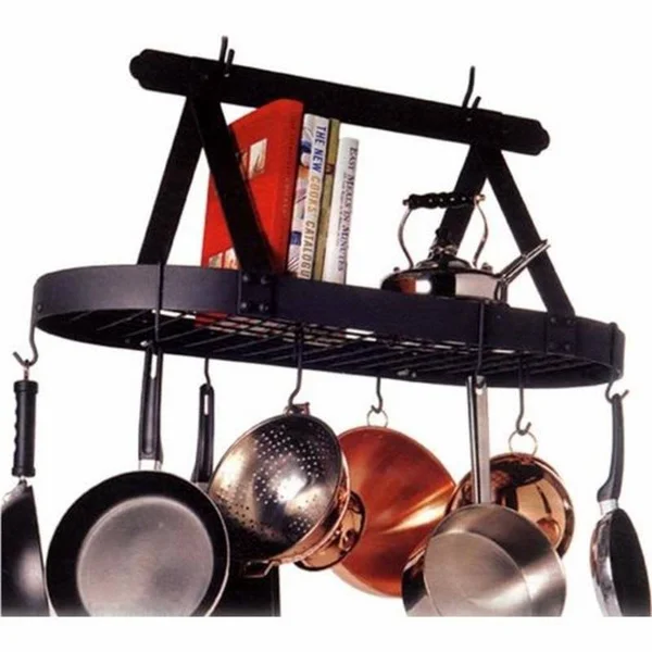 Old Dutch Graphite Oval Pot Rack with Grid and 16 Hooks