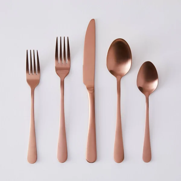 Amefa Brushed Metallic Finish Lightweight Stainless Steel Flatware (20-Piece Set) - 20-Piece Set, Brushed Copper