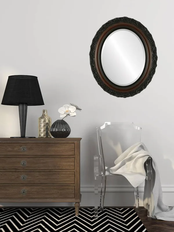 Venice Framed Oval Mirror - Rosewood