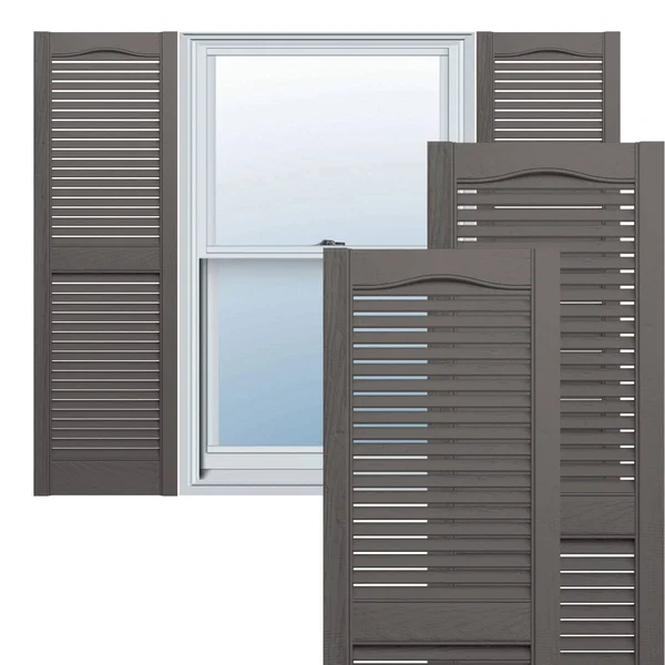 Mid-America LL1S12X05200TG 12x22W x 52x22H Lifetime Vinyl, Standard Cathedral Top Center Mullion, Open Louver Shutters, w/Instal