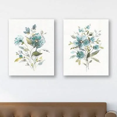 Linen Botanical Giclee Canvas Art Prints, Set of 2