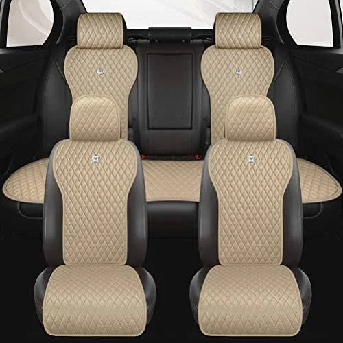 Red Rain Beige Universal Seat Covers Leather Seat Cushions 2/3 Covered 11pcs Luxury Seat Protector Universal for Car/auto/truck