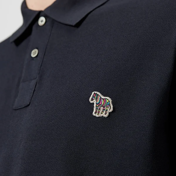 Paul Smith Zebra Logo Long Sleeve Polo Shirt - Navy