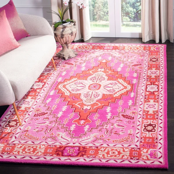 Safavieh 2&-6x22 x 4& Bellagio BLG545A Red Pink Ivory Rug