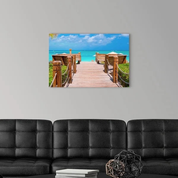 Tropical Landscape on Providenciales Island in The Turks and Caicos - Large Solid-Faced Canvas Wall Art Print, Great Big Canvas