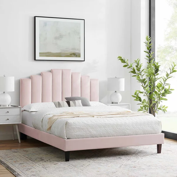 Modway Elise Full Performance Velvet Platform Bed MOD-6877 - Light Gray