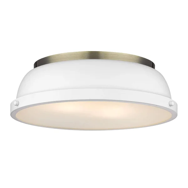 Golden Duncan 14x22 Flush Mount Lighting - Aged Brass 3602-14 AB-WHT