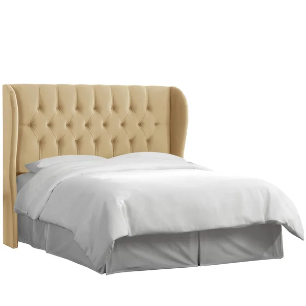 Skyline Tufted Wingback Panel Headboard in Beige - Queen