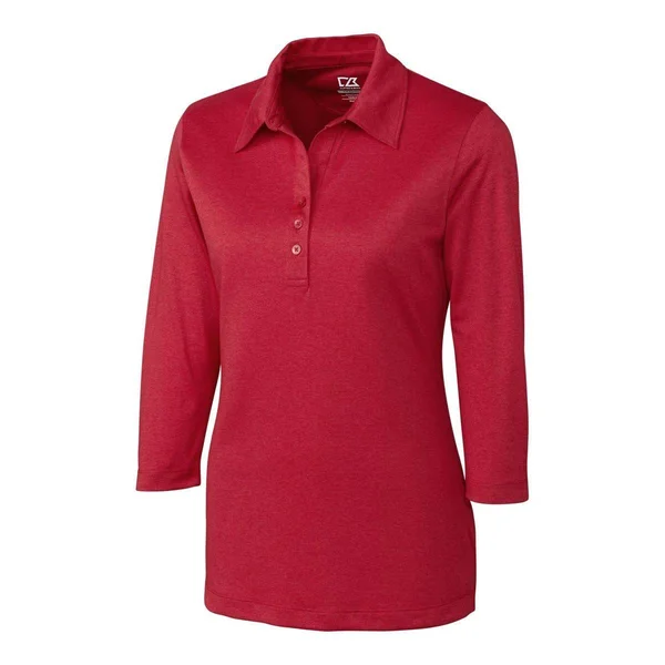 Cutter & Buck Women's Solid Black DryTec 3/4 Sleeve Chelan Polo