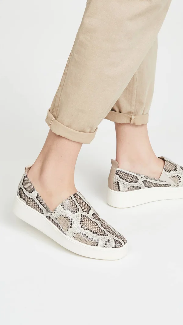 Vince Leather Saxon-2 Slip on Sneaker, Women - Taupe - 10