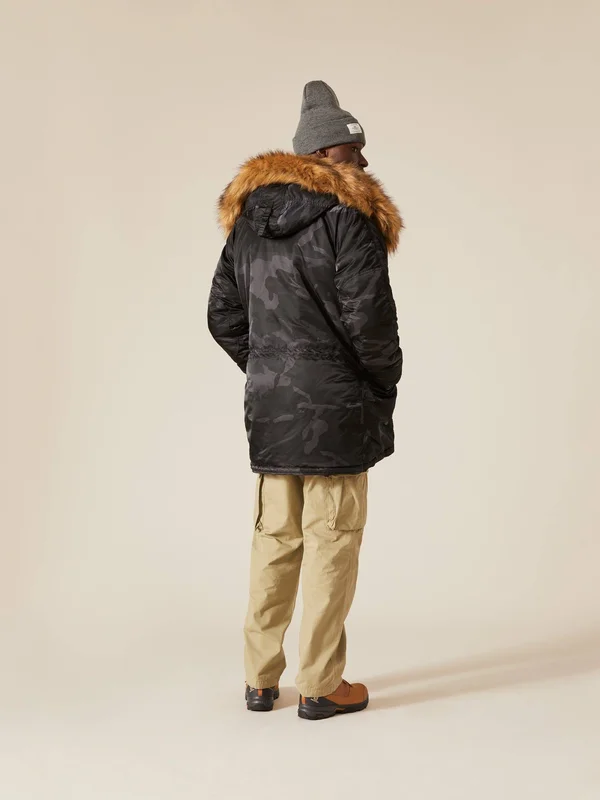 Alpha Industries Men's Black Slim Fit N-3B Parka