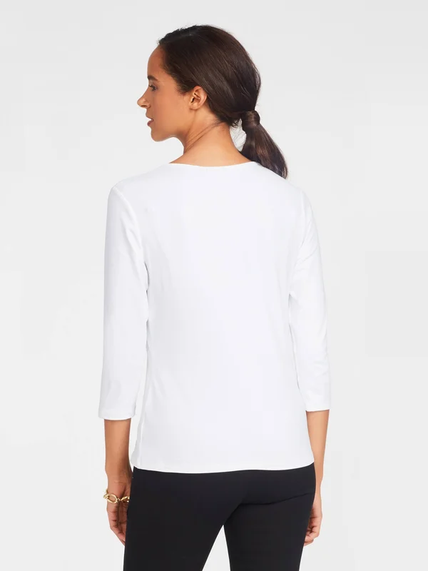 J.Mclaughlin Women's Signature Tee White Solid, Size Small