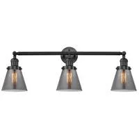 Innovations Lighting Small Cone 3 Light Bath Vanity Light 205 BK G63 LED (Black)