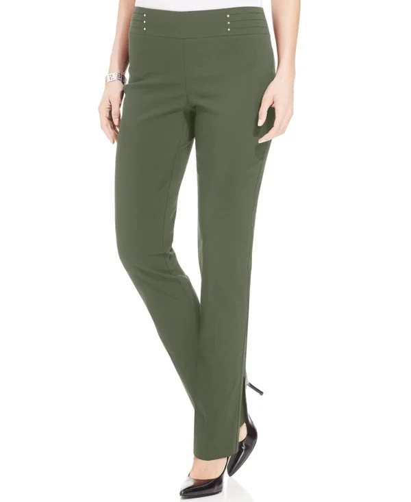 Jm Collection Studded Pull-On Tummy Control Pants - Regular and Short Lengths, Created for Macy&s - Olive Sprig