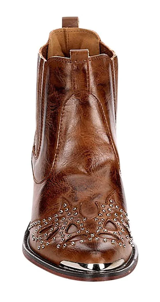 Wanted Lonestar Western Inspired Ankle Bootie Women's Shoes - 7, Tan