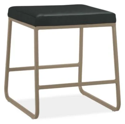 Room & Board, Modern Collins Low Stool in Pistel Leather in Ink w/ Mineral Frame