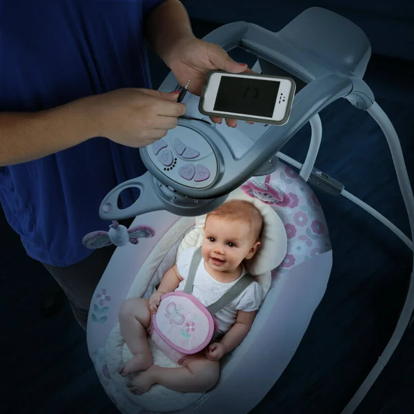 Ingenuity InLighten Cradling Plug-In Swing with LightBeams Mobile - Flora The Unicorn