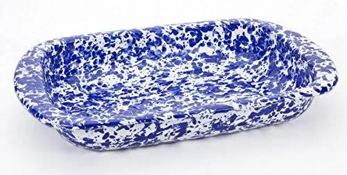 Golden Rabbit Enamelware Cobalt Swirl Roasting Pan Baking