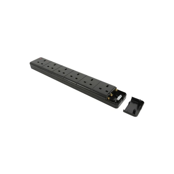 6-Gang Trailing Socket - Black