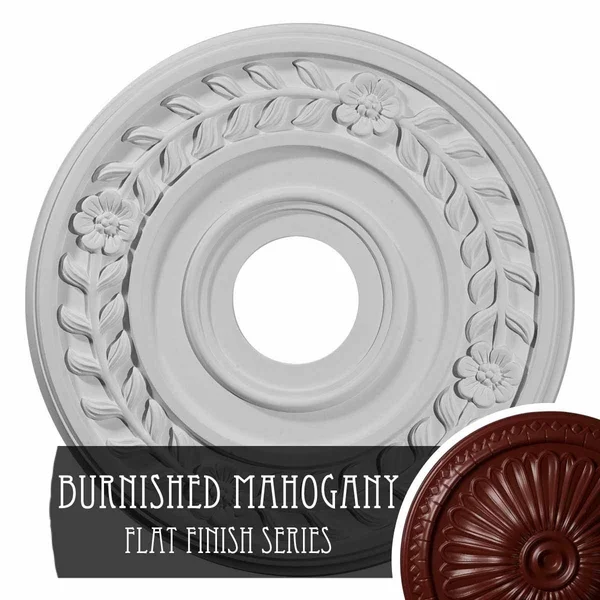16 1/4x22OD x 3 5/8x22ID x 1x22P Wreath Ceiling Medallion (Fits Canopies Up to 5 1/2x22) - Hand-Painted Brushed Mahogany