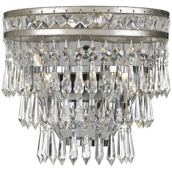 Crystorama 5261-EB-CL-MWP English Bronze Mercer 2 Light Hand Cut Crystal Wall Sconce