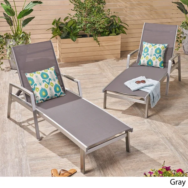 Patio Chaise Lounge in Gray Finish - Set of 2