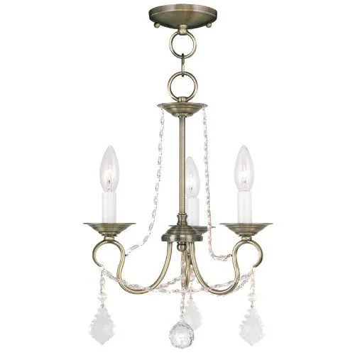 Livex Lighting 6424-02 Chesterfield 4 Light Mini Chandelier, Polished Brass