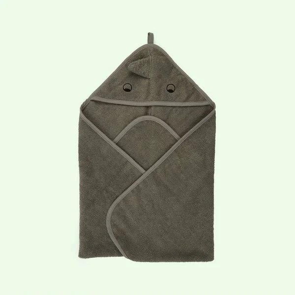 Liewood Albert Hooded Towel Dino/Faune - Kids - Towels and Capes, Green, 70 x 70 cm