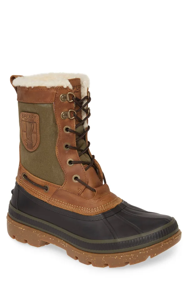 Men's Sperry Ice Bay Tall Boot Brown/Olive, Size 8M