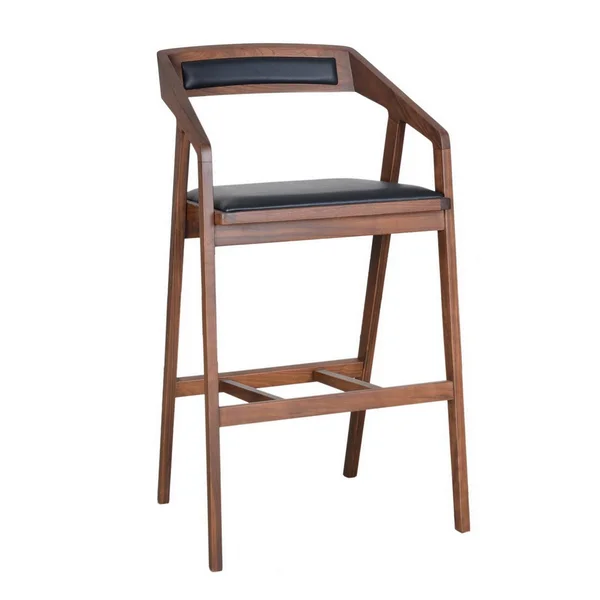 Aurelle Home Danish Mid Century Modern Solid Walnut Bar Stool