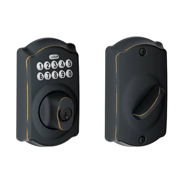 Schlage Camelot Keypad Deadbolt, Aged Bronze