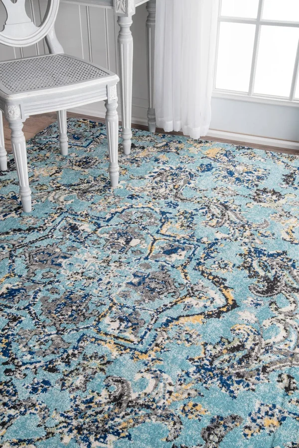 nuLOOM Taunya 8& Round Area Rug in Aqua