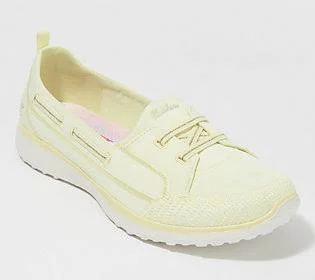 Skechers Microburst Washable Bungee Slip-OnShoes -Topnotch, Size 7 Wide, Yellow