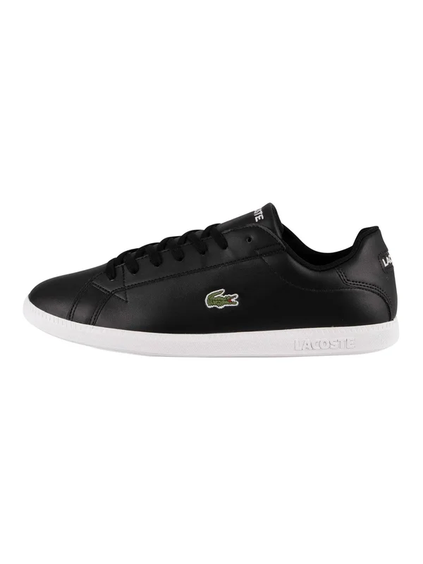 Lacoste Graduate BL 1 Black White Leather Mens Trainers, 7 UK
