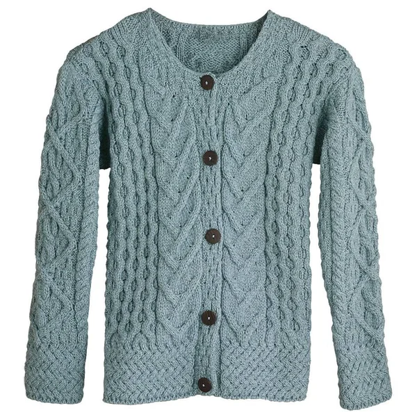 Aran Woollen Mills Women's Button Down Sweater - Aileen Aran Cardigan A968 262 Chili Small