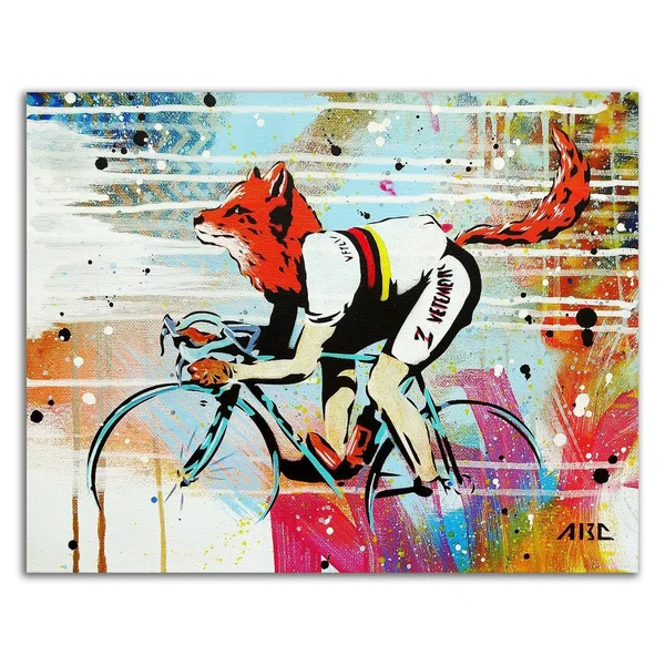 Tangletown Fine Art 13x22 x 16x22 Le Fox by AbcArtAttack Print on Canvas
