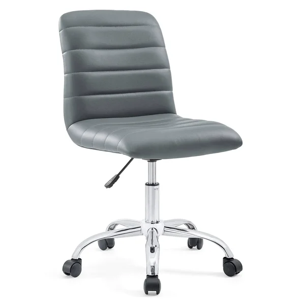 Modern Contemporary Office Chair - Grey Faux Leather, Gray