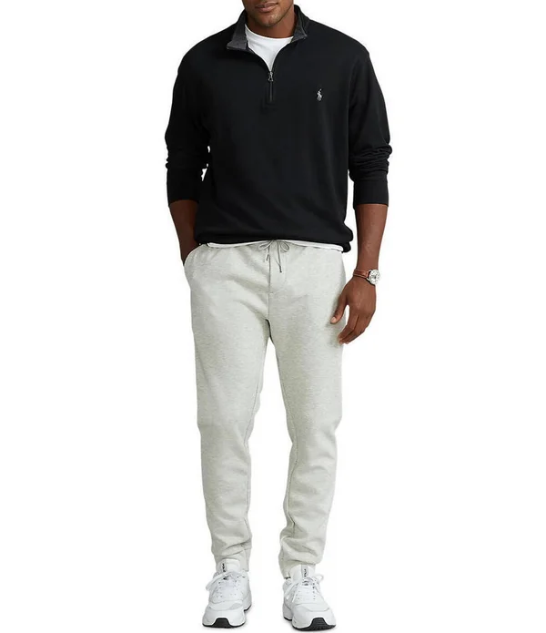 Polo Ralph Lauren Men's Big & Tall Jersey Quarter-Zip Pullover - Dark Grey Heather