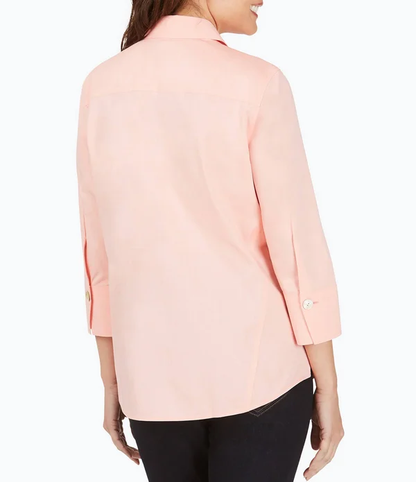 Foxcroft Paityn Solid Pinpoint Oxford Non-Iron Shaped Button Front Point Collar Shirt - Womens, 14, Almond Tart