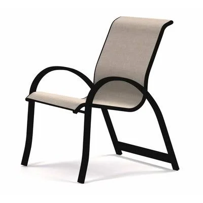 Aruba Stacking Metal Patio Dining Armchair Telescope Casual Frame Color: Textured Black - Color: Natural