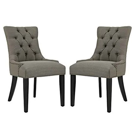 Modway Regent Set of 2 Fabric Dining Side Chair in Granite - Black