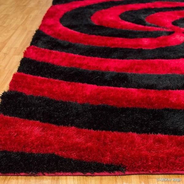 Allstar Modern 3D Swirl Design Rug - 4& 11x22x6& 11x22 - Red