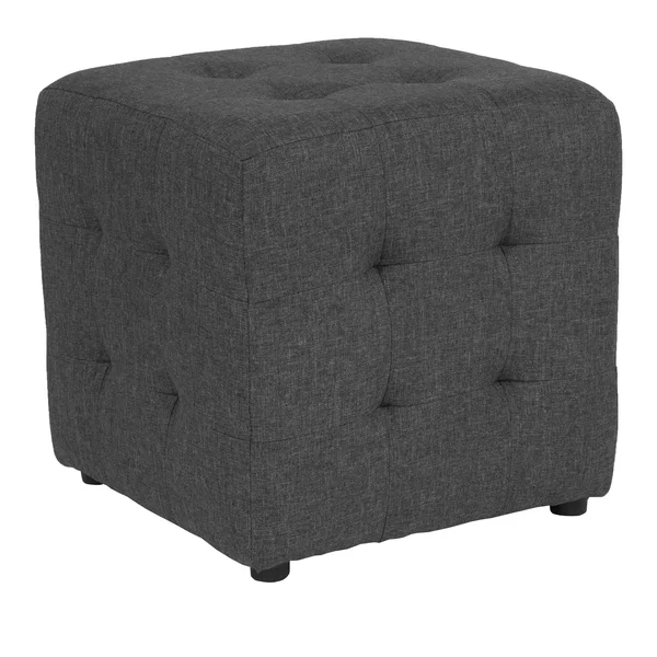 BSD National Supplies Ogden Dark Grey Fabric Tufted Upholstered Cube Ottoman, Size: Medium, Gray