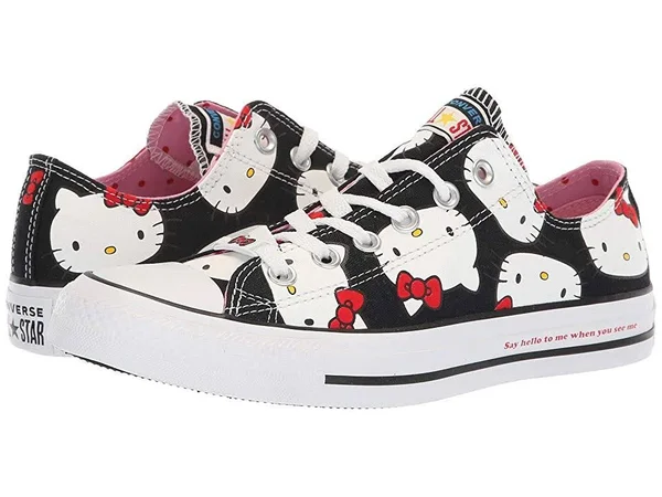 Converse Women's Chuck Taylor All Star Hello Kitty Ox Casual Shoes, Black - Size 8.5